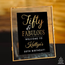 Póster Elegant Fifty and Fabulous! 50th Birthday Party