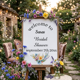 Póster Elegant Floral Bridal Shower Welcome Sign