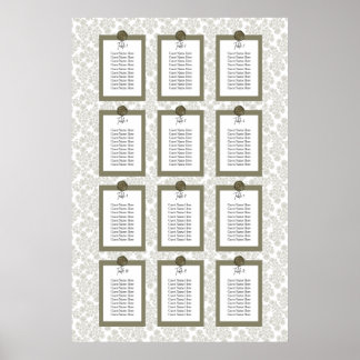 Póster Elegant Floral Toile Seating Chart Poster
