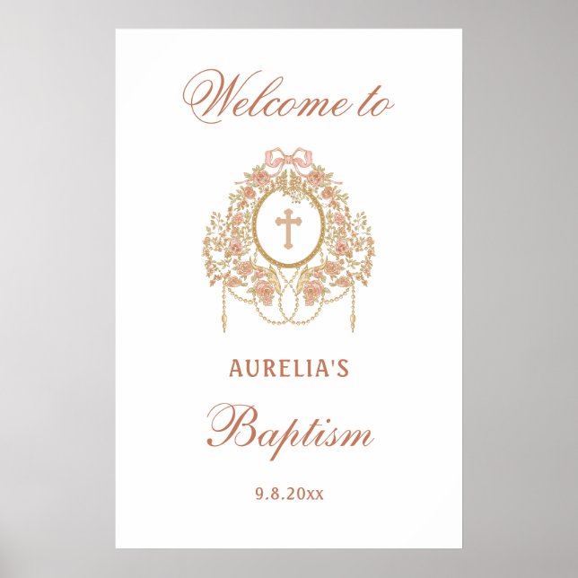 Póster Elegant Frame Holy Cross Baptism Welcome (Frente)