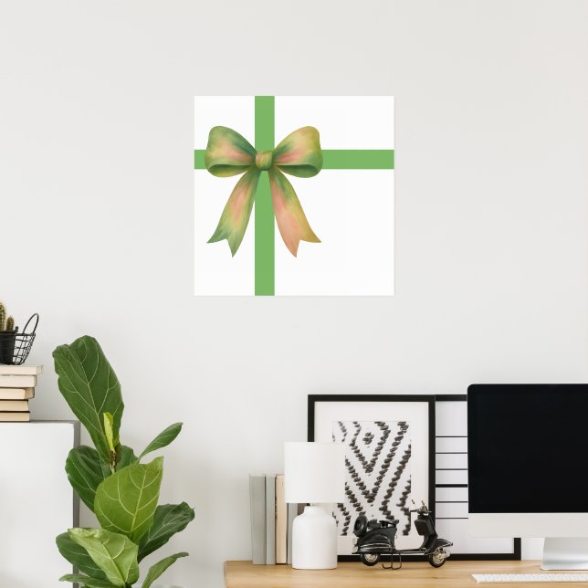Póster Elegant Gift Bow – Modern Christmas Design (Oficina en casa)