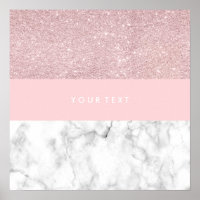 Elegant girly rose gold glitter & white marble