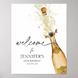 Póster Elegant Gold and Black Birthday Party Welcome Sign