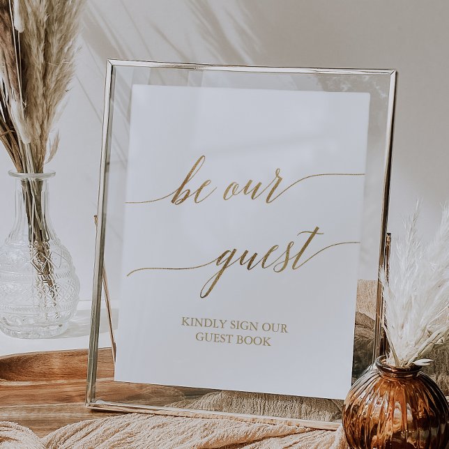 Póster Elegant Gold Calligraphy Be Our Guest Book Sign (Subido por el creador)