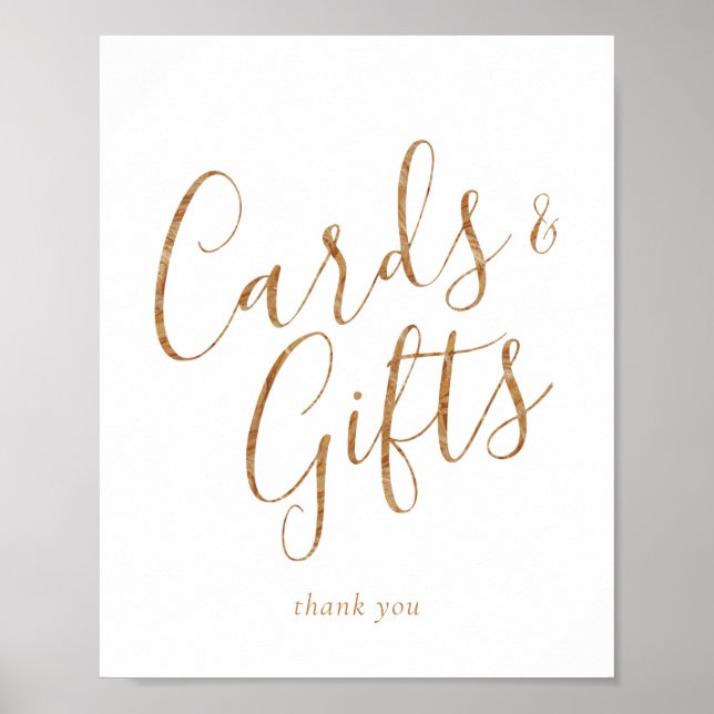 Póster Elegant Gold Calligraphy Cards and Gifts Sign (Frente)