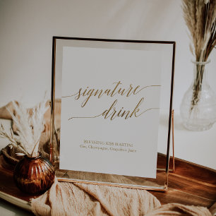 Póster Elegant Gold Calligraphy Signature Drink Sign