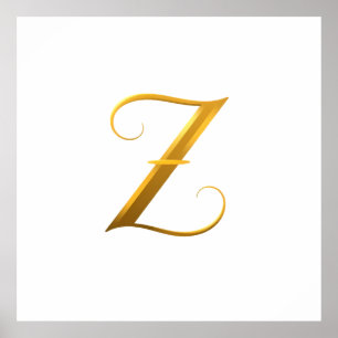 Póster Elegant Gold Letter Z on Light Background