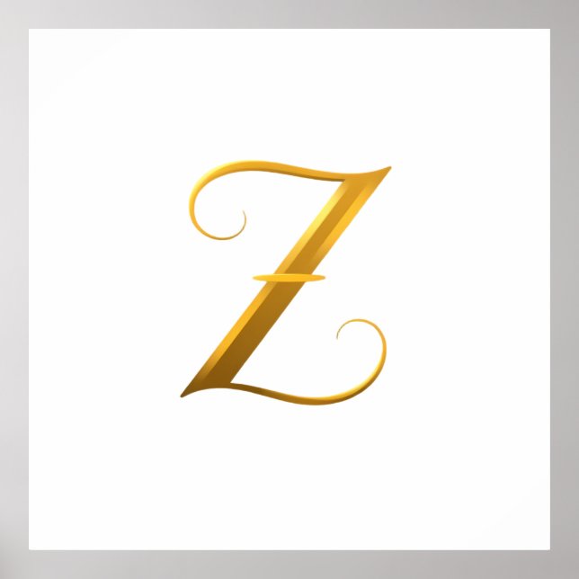 Póster Elegant Gold Letter Z on Light Background (Frente)