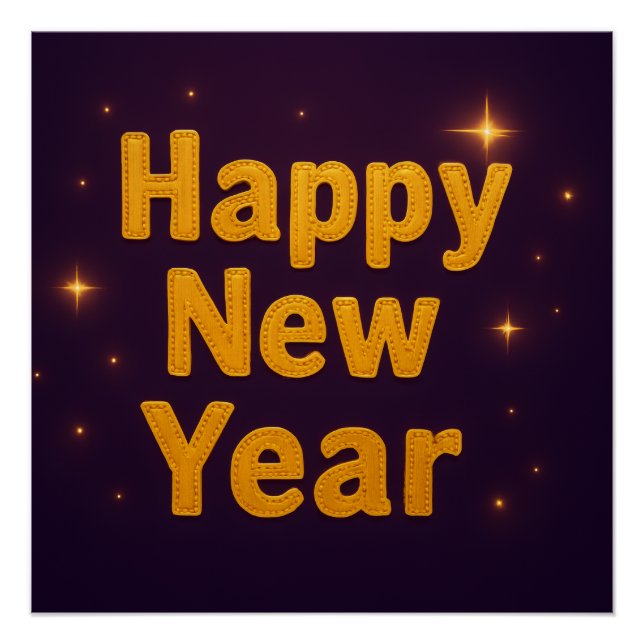 Póster Elegant Gold Stitched Typography Classy Party (Anverso)