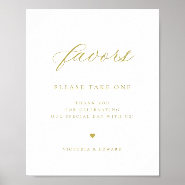 Póster Elegant Gold Wedding Favor (Frente)