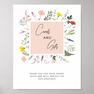 Póster Elegant Graduate Wildflower Cards and Gifts Sign
