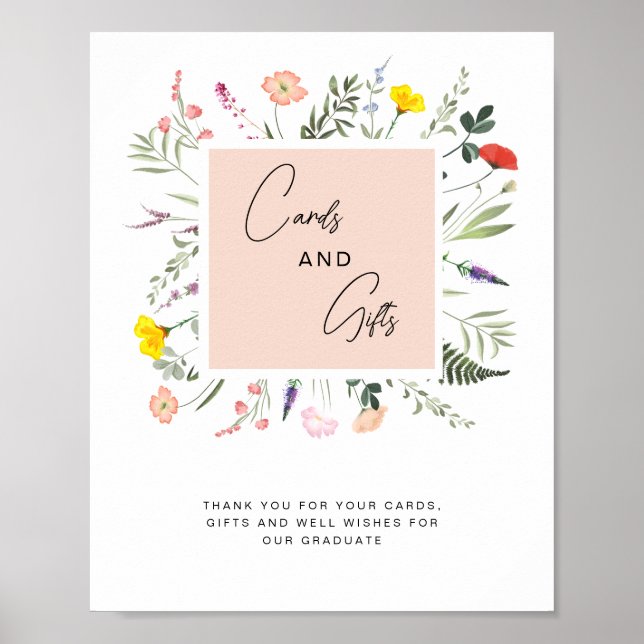 Póster Elegant Graduate Wildflower Cards and Gifts Sign (Frente)