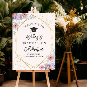 Póster Elegant Graduation with Purple Flowers Theme