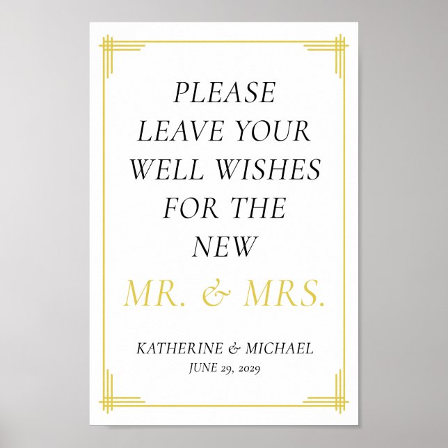 Póster Elegant Island Citrus Yellow Green Guestbook Sign (Frente)