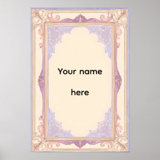 Póster Elegant Lavender Ornate Vintage Frame Poster