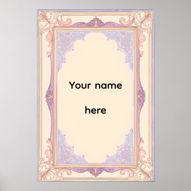 Póster Elegant Lavender Ornate Vintage Frame Poster (Frente)