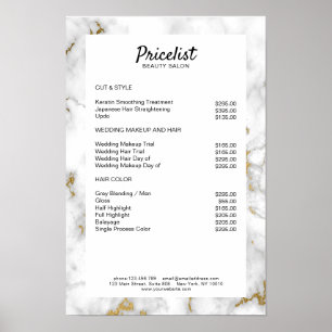Póster Elegant Marble Price List Poster