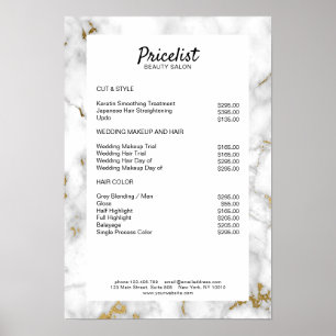 Póster Elegant Marble Price List Poster