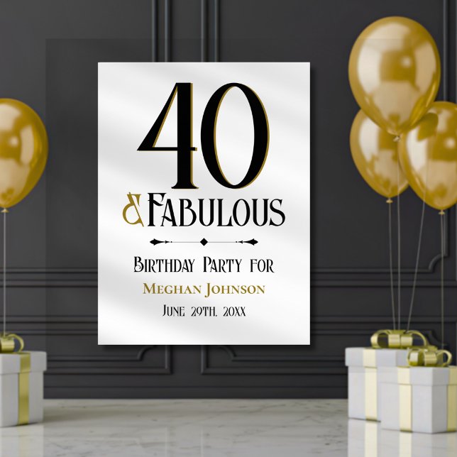Póster Elegant Minimalist Forty and Fabulous Birthday (Subido por el creador)