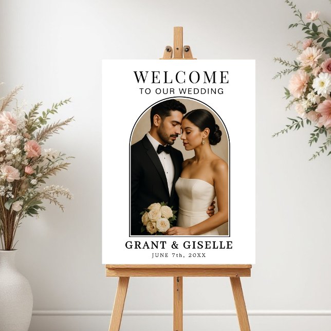 Póster Elegant Minimalist Photo Wedding Welcome Sign  (Subido por el creador)