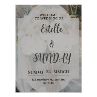 Póster Elegant Minimalist Wedding Welcome Sign
