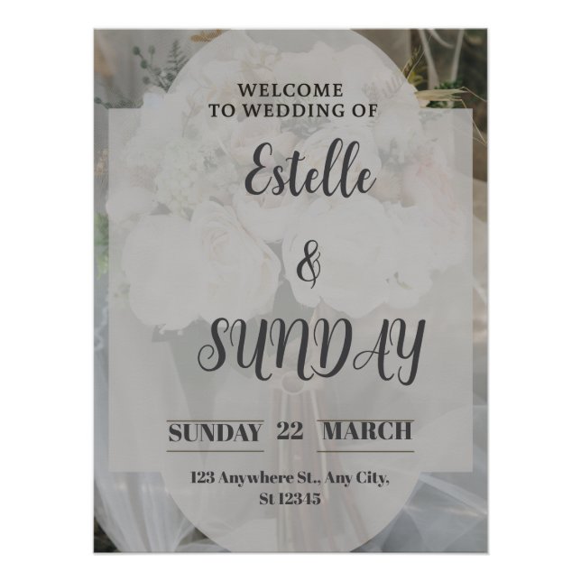 Póster Elegant Minimalist Wedding Welcome Sign (Anverso)