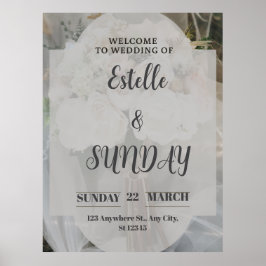 Póster Elegant Minimalist Wedding Welcome Sign