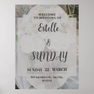 Póster Elegant Minimalist Wedding Welcome Sign