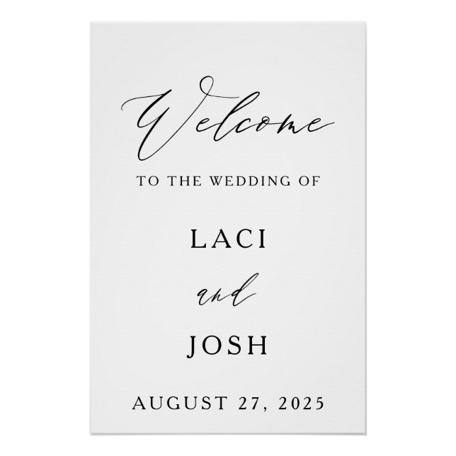 Póster Elegant Modern Welcome Wedding Sign | Custom Names (Anverso)
