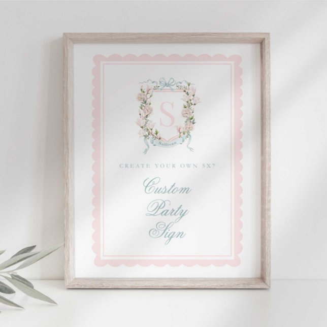 Póster Elegant Monogram Crest Baby Shower Custom 5x7 (Subido por el creador)