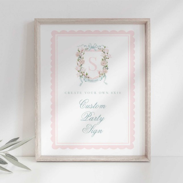 Póster Elegant Monogram Crest Baby Shower Custom 8x10 (Subido por el creador)