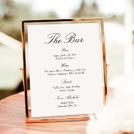 Póster Elegant Old Money Black and Ivory Wedding Bar