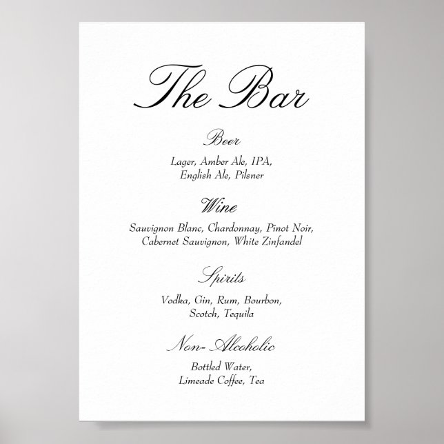 Póster Elegant Old Money Black and White Wedding Bar (Frente)