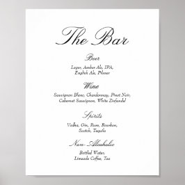 Póster Elegant Old Money Black and White Wedding Bar