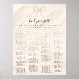 Póster Elegant Pearl Bow Alphabetical Guest Seating Chart