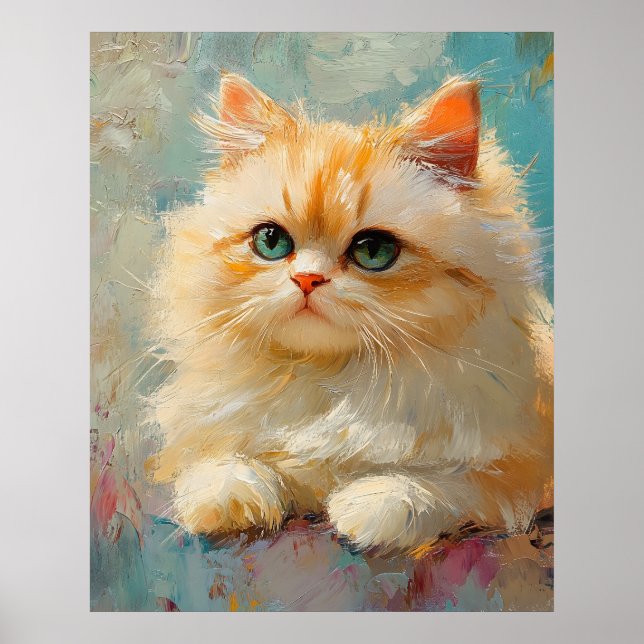Póster Elegant Persian Kitten – Cute Pastel Digital Portr (Frente)