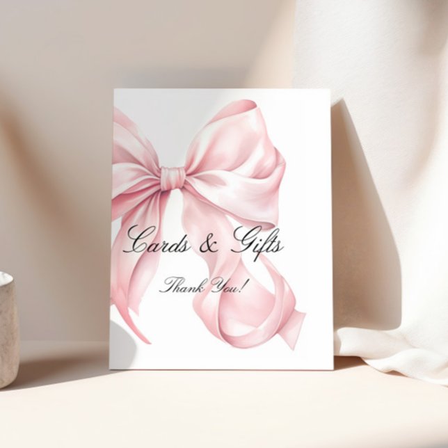 Póster Elegant Pink Bow Cards and Gifts Sign (Subido por el creador)