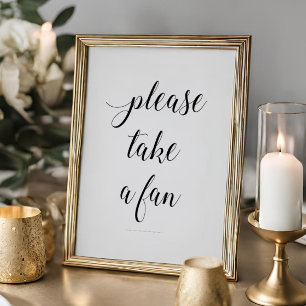 Póster Elegant Please Take A Fan Wedding Sign
