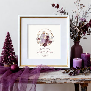 Póster Elegant Plum Holy Nativity Family Christmas