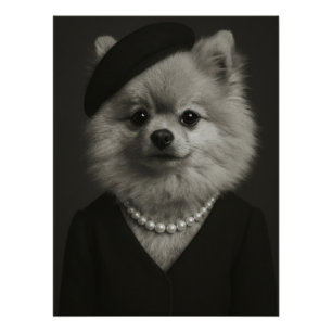 Póster Elegant Pomeranian Lady Portrait - Chic Dog Art