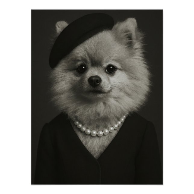Póster Elegant Pomeranian Lady Portrait - Chic Dog Art (Anverso)