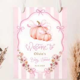 Póster Elegant Pumpkin Fall Girl Baby Shower Welcome