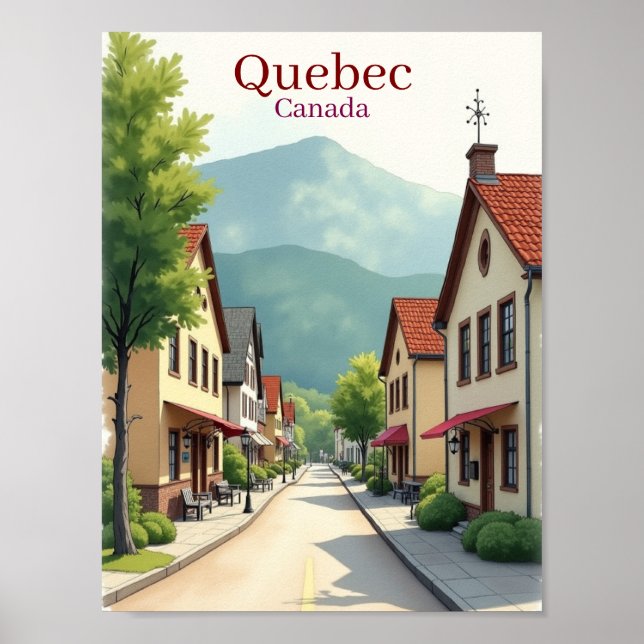 Póster Elegant Quebec Canada watercolor (Frente)