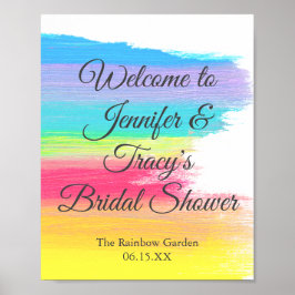 Póster Elegant Rainbow Personalized Lesbian Bridal Shower