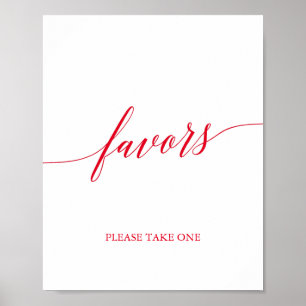 Póster Elegant Red Calligraphy Favors