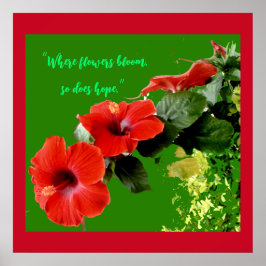 Póster Elegant Red Hibiscus Custom Flower Quote Gardeners