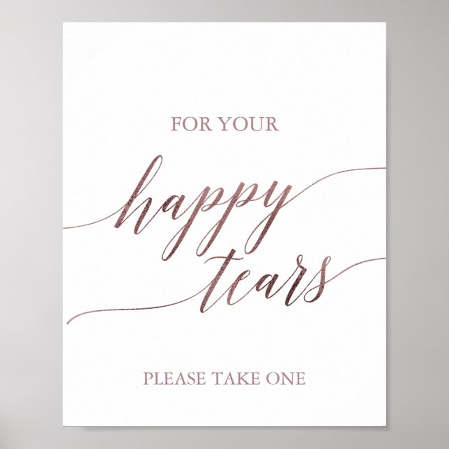 Póster Elegant Rose Gold Calligraphy Happy Tears Tissue (Frente)