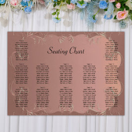 Póster Elegant Rose Gold Wedding Reception Seating Chart