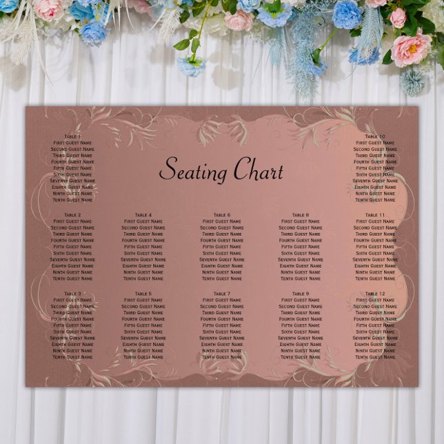 Póster Elegant Rose Gold Wedding Reception Seating Chart (Subido por el creador)