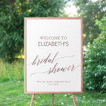 Póster Elegant RoseGold Calligraphy Bridal Shower Welcome<br><div class="desc">This elegant rose gold calligraphy bridal shower welcome poster is perfect for a simple wedding shower. The blush pink design features a minimalist sign decorated with romantic and whimsical faux rose gold foil typography. Customize the poster with the name of the bride-to-be, and the date and location of the shower....</div>